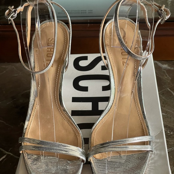 SCHUTZ | Shoes | Schutz Altina Sexy Silver Lizard Sandals 85 Nwt | Poshmark